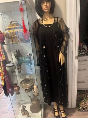 Bear Dance Black Star-Embellished Maxi Dress